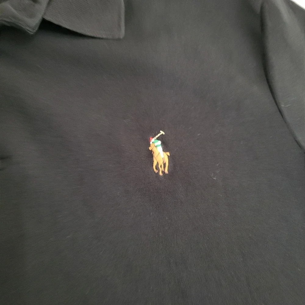 Polo Ralph Lauren Custom Slim Fit Polo Shirt Black 100% Cotton Men's Size M